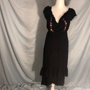 ☀️Summer Dress ☀️ Black with Ruffles & Embroidery